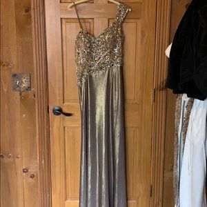 Gold and bronze prom gown